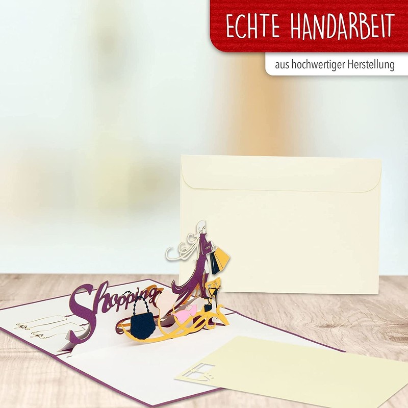 LINPOPUP®, LIN17342, Pop Up 3D Card Greeting Cards Shopping Voucher,