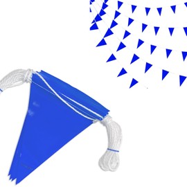 SAHENITEANA 100 Ft Pennant Banner Triangle Bunting Flags String - Safety Marking for Hazardous Areas, Traffic Control, Outdoor Yard (Blue)