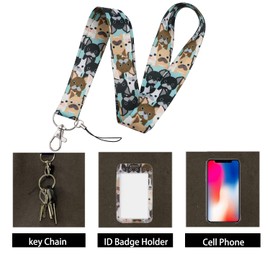 DMLSKY Bulldog Lanyard and Name Badge Holder, Waterproof Hard Card Protector School Office Accessories for Teacher Student