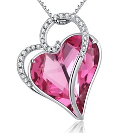 925 Sterling Silver Heart Necklace for Women White Gold Necklace Heart Diamond CZ Necklace Princess Cut Diamond Heart Necklace Sterling Silver Necklace Women