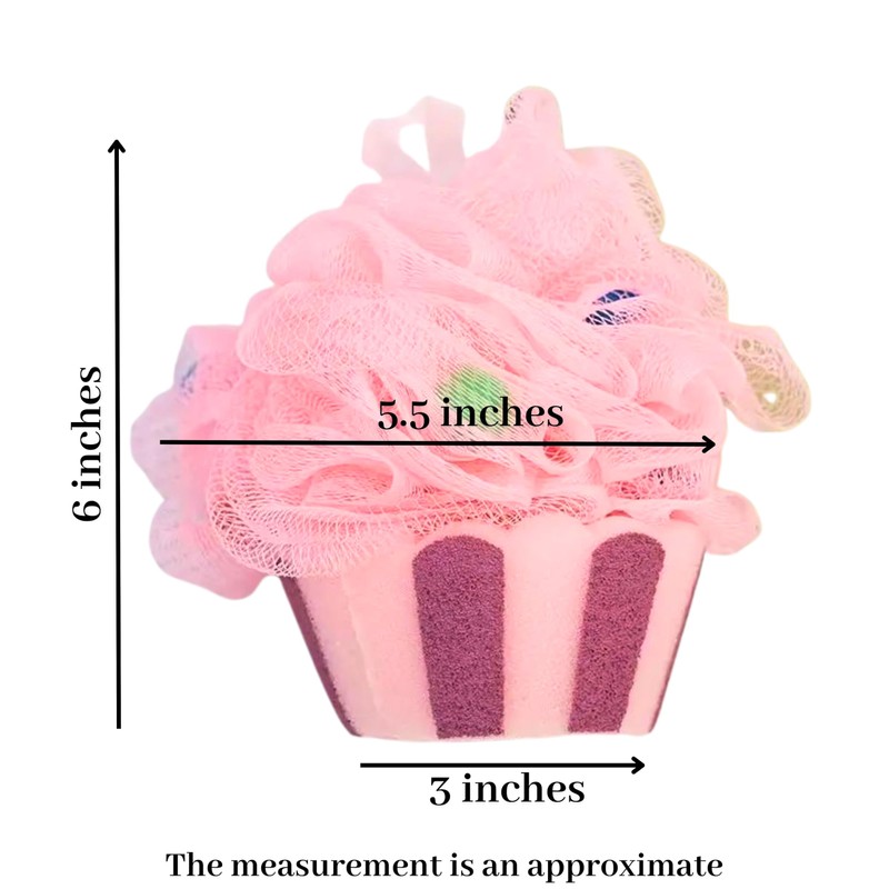 3pk - Large Cupcake Korean Pouf Bath Loofah Sponge for