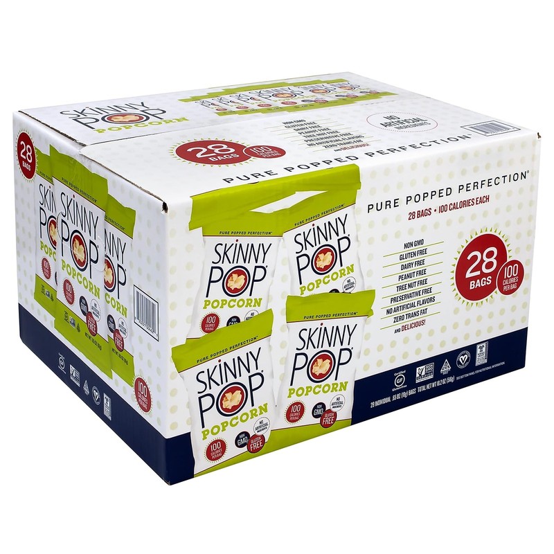 Skinny Pop Popcorn, 0.65 oz, 28-count