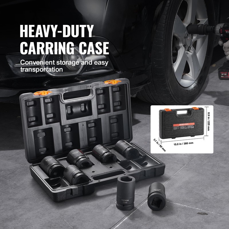 VEVOR 1" Drive Impact Socket Set, 8 Piece Deep Socket