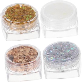 Healeved 4piezas Resplandecer Purpurina Facial Purpurina Corporal Gel Para Maquillaje Festivales Mujeres Aplicación Fácil Ojos y Cabello