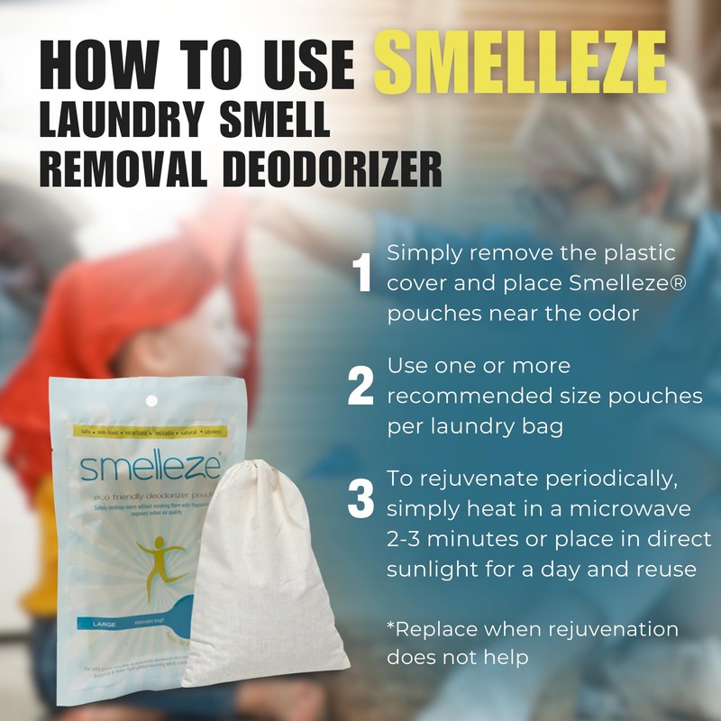 SMELLEZE Reusable Laundry Smell Removal Deodorizer Pouch: Removes Clothing Stink