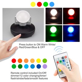 BIGMONAT Battery Operated Wireless Spotlight, Color Changing Accent Light, Rechargeable Dartboard Light with Remote, Dimmable RGB Puck Light for Up Lighting Painting Picture Artwork Tree Plant