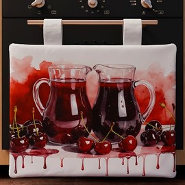 PETTI Artigiani Italiani - Accessori Tessili da Cucina, Copriforno 40x50 cm in Microfibra, Copri Forno Moderno in Stampa Digitale Ciliegie, 100% Made in Italy