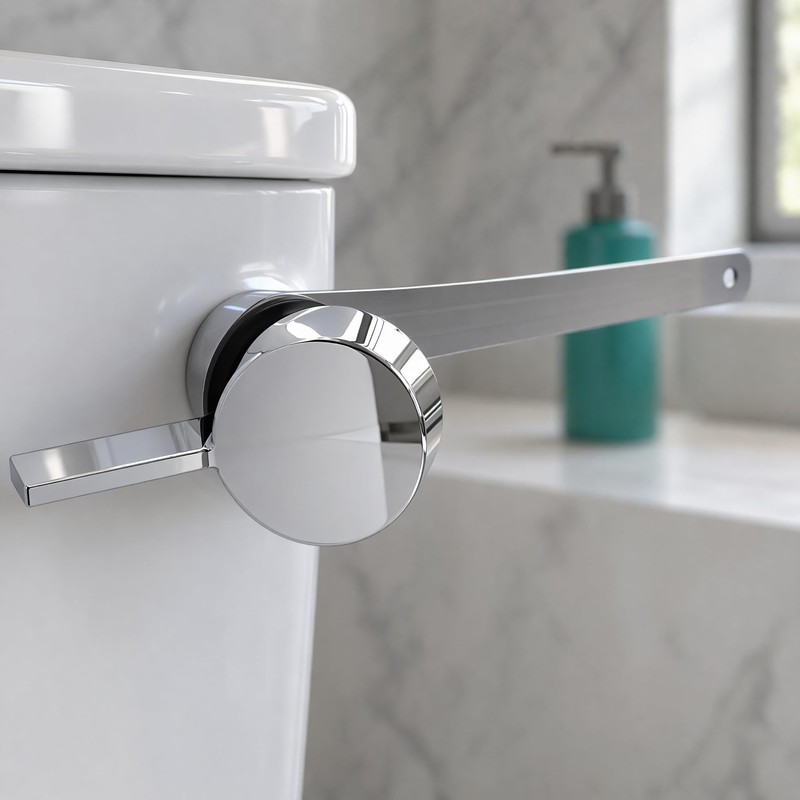 Side Mount Toilet Flush Handle, Chrome Zinc Alloy Lever, Long