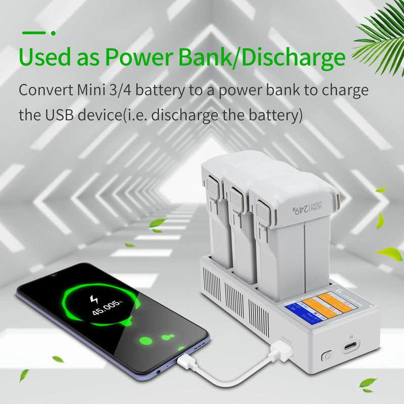 LYONGTECH Multifunction LCD Charger with Storage Charge,Discharge for DJI Mini
