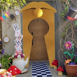 43.31 x 78.74 Inches Wonderland Party Decoration Backdrop Large Wonderland Backdrop Doorway Photo Props Curtain Gifts Decoration for Birthday Baby Shower Supplies(Classicl Style)