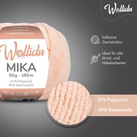 Wollidu Mika 51% Polyacrylic, 49% Cotton for Crochet and Knitting, 10 x 50 g/165 m, Oeko-Tex Knitting Yarn, Crochet Yarn - Salmon Pink