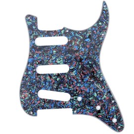 Musiclily 11 Hole SSS Strat Pickguard Scratch Plate for Fender USA/Mexican Standard Stratocaster Modern Style Electric Guitar, 4Ply Abalone Shell
