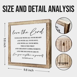 Scripture Sign, Matthew 22:37-39 Sign, Lover Your Lord Sign, Wooden Plaques Box Signs, Bible Verse Decor Art, Farmhouse Wooden Table Sign, Farmhouse Home Decor, Living Room Decor, Christian Gift