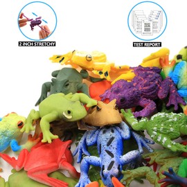 ValeforToy Mini Rubber Frog Sets, Super Stretchy TPR Material with Gift Bag, Realistic Frog Figure Toys for Boys