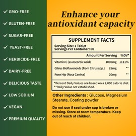 ZENCARE Vitamin C 1000 mg Tablets - Immune Boost, Skin Health, Collagen Production, Sports Recovery & Daily Nutrition Support - 120 Tablets - Non-GMO, Gluten-Free, Vegan Friendly