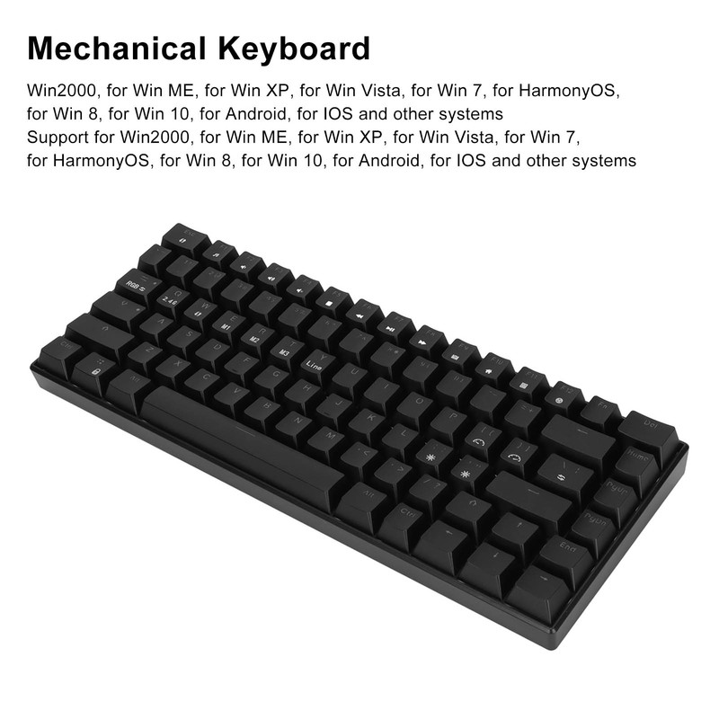 Mechanical Keyboard 82 Key RGB 3 Connection Modes Black Ergonomic