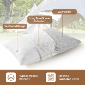 PEUJEW Travel Pillow Breathable Cover, Compressible Memory Foam Pillow Medium Firm for Travel Airplane Car Hiking Camping Outdoor
