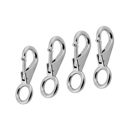 2/4Pcs 2/4Pcs Multi-Purpose Stainless Marine Mini Fixed Eye Snap Hook,Bag Spring Snap Carabiner Quick Release Dog Chain Bolted Hook (4pcs, Length:100mm(3#))