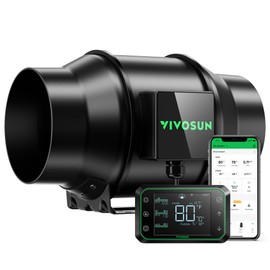 VIVOSUN G6 6" Inline Duct Fan & Temperature Humidity Controller, E42A WiFi-App Control AeroZesh Grow Tent Fan& Smart Thermostat, 388 CFM EC Motor Exhaust Fan for Heating Cooling, Greenhouse Accessory