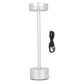 Cordless Table Lamp 3 Color Dimming Rechargeable LED Desk Lamp with Touch Control for Home Bedroom Office Silver