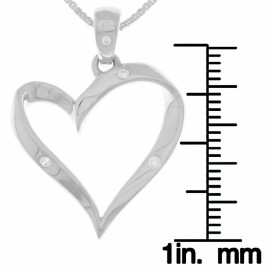 Carolina Glamour Collection Jewelry Trends Sterling Silver Ribbon Heart Pendant with Cubic Zirconia on Box C