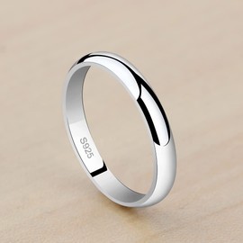 Meixao Unisex Solid 925 Sterling Silver Highly Polished Wedding Ring 3mm Band In Sizes J-Z (Q)