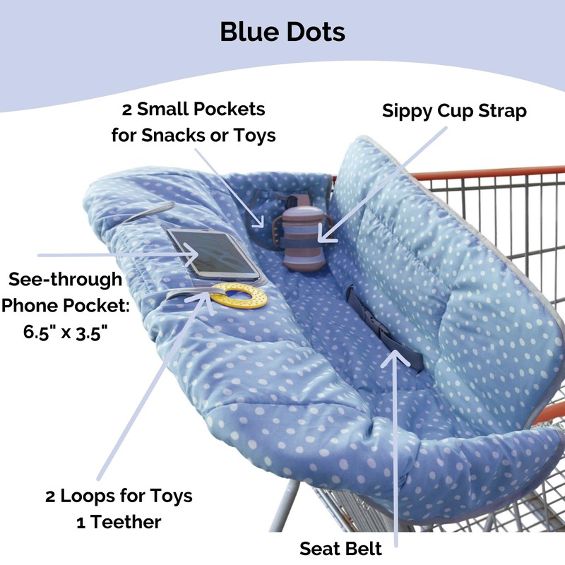 Suessie Shopping Cart Cover and High Chair Cover, Blue Dots