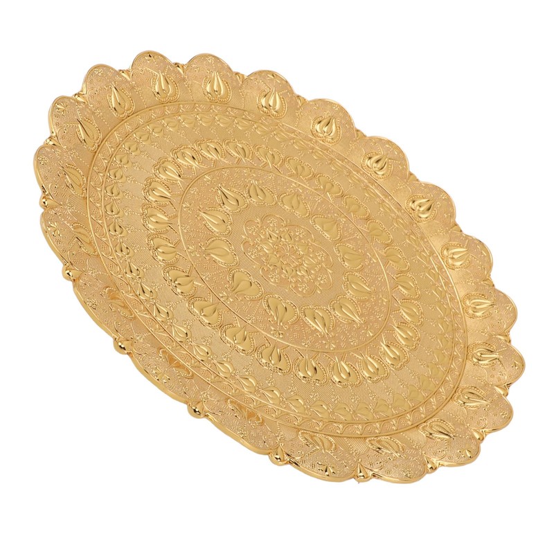 Turkish Tea Coffee Serving Tray Vintage Style Embossed Pattern Round