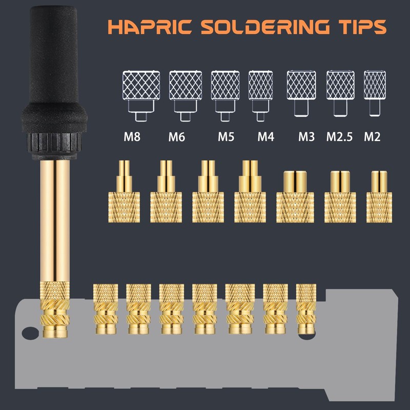 8 Pcs Heat Set Insert Tool Soldering Iron Tips M2