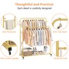 Laiensia Double Rods Garment Rack with Wheels, Clothing Rack for