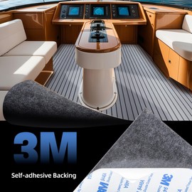 Fullfire EVA Foam Boat Flooring with 3M Self-Adhesive Backing, Marine Decking Faux Teak Deck Sheet for Jon Boats Pontoon Boat Yacht RV Jet Ski Kayak Floor (Grey, 94" x 15.5")