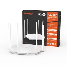 Tenda RX9 Wi-Fi 6 WLAN-Router (AX3000 Dualband 5GHz: 2402Mbps+2,4 GHz: 574Mbps), Gigabit-LAN/WAN-Port, 4x6dBi High-Gain-Antennen, MU-MIMO+OFDMA, WPS, AP-Modus, App Steuerung, IPv6, Schwarz