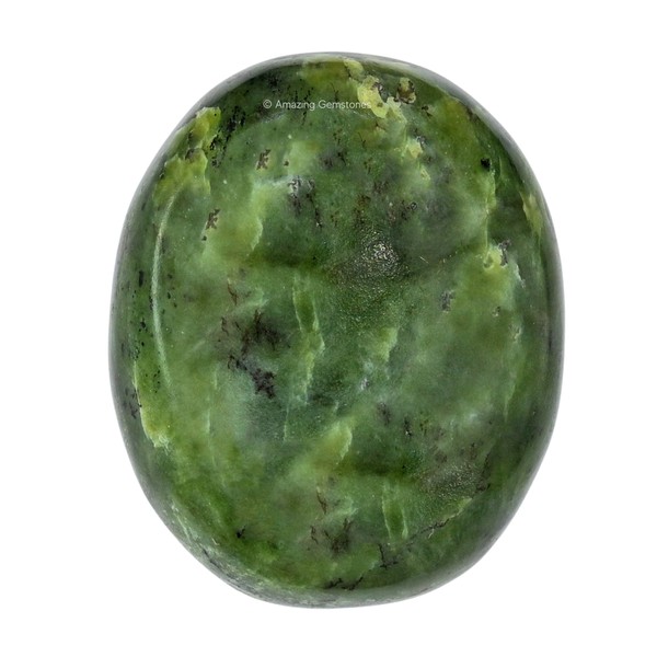 Nephrite Green Jade Palm Stone - Pocket Massage Worry Stone for Natural Body Chakra Balancing, Reiki Healing and Crystal Grid