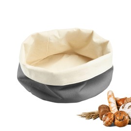 Westmark Round Bread Bag - Fabric Bread Basket for Bread, Rolls, Pastries & Fruit - Modern Cotton Bread Storage - Anthracite/Beige, Diameter 20 x 12 cm
