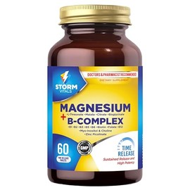 STORM VITALS Magnesium + B-Complex – L-Threonate, Malate, Citrate, Bisglycinate – B1, B2, B3, B5, B6, Biotin, Folate, B12 – with Choline & Zinc – 60 Time Release Tablets