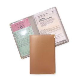 nemau - Paper holder for vehicles, 2 flaps, with 3 transparent flaps, French product, protects documents car, durable, material rubber - model beige metallic, beige, format fermé 9 x, beige, Credit