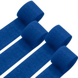 Navy Blue Crepe Paper Streamers 4 Rolls 328ft, Pack of Party Streamers for Party Decorations, Crepe Paper for Birthday, Baby Shower, Wedding Party Decorations (1.8 Inch x 82 Ft/Roll)