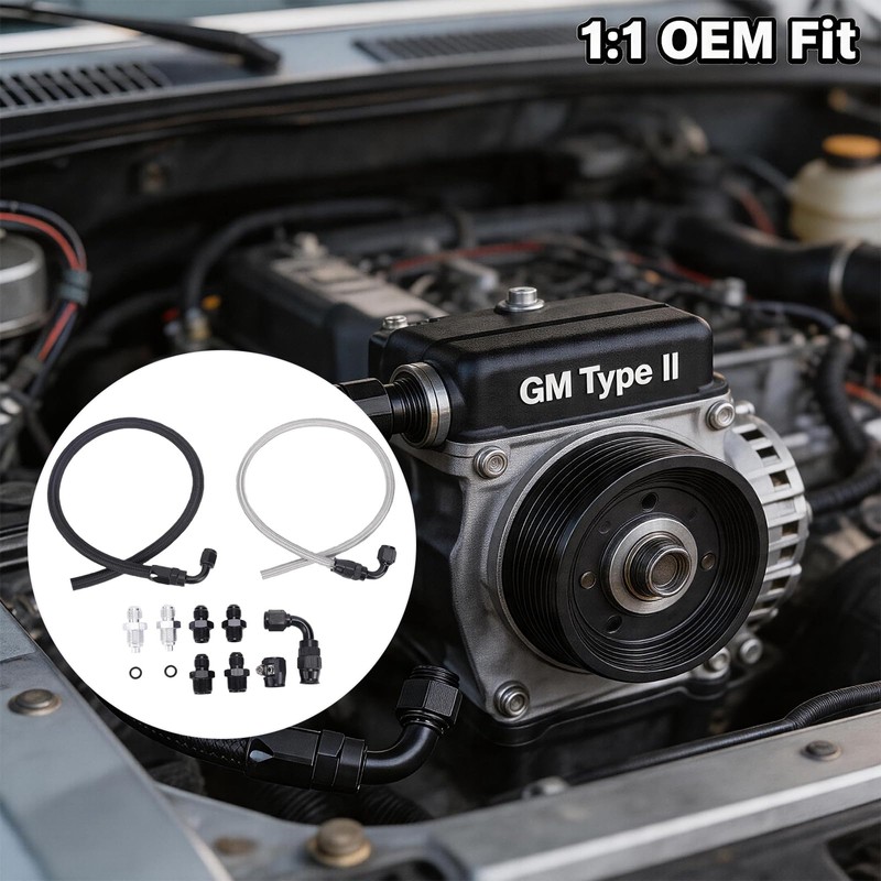 6AN Power Steering Pump Hose Kit 25Inch Leak-Proof High/Low Pressure