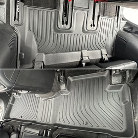 IKON MOTORSPORTS 3D TPE Floor Mats, Compatible with 2020-2025 Hyundai Palisade 7 & 8 Seats, All Weather Waterproof Non-Slip Floor Liners, Front & 2nd Row Full Set Car Interior Accessories, Black