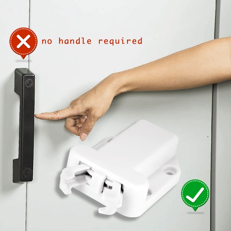 6Pcs Touch Release Catch with Screws,Push to Open Non-Magnetic Door