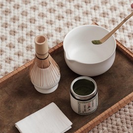 Matcha Kit - Premium Matcha Whisk Set with Traditional Bamboo Tools, Ideal Matcha Tea Set for Home (Matte White)