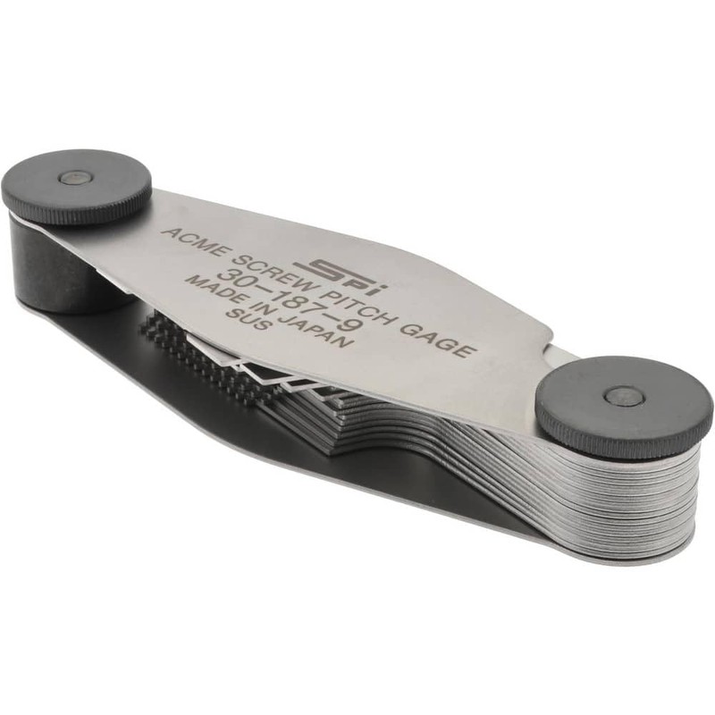 SPI 30-187-9 Stainless Steel Acme Screw Pitch Gage: 16-Leaf, 1
