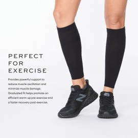 2XU Unisex X Compression Calf Guards - for Lower Leg Support & Recovery - Titanium/Black Small