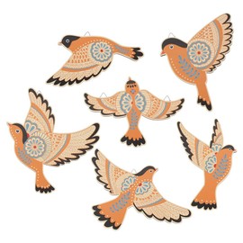 BENECREAT 6Pcs Wooden Bird Wall Art Set, Rustic Flying Birds Decor for Home, Natural Wood Wall Sculptures with Easy Installation, Bedroom & Living Room Decoration