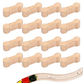 16 Piece Universal Track Connector Set for Wooden Railways | Compatible with Brio, Thomas | Sturdy Wooden Rail Adapter