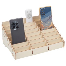 NBEADS 24 Grid Wooden Cell Phone Holder, Phone Display Rack Wooden Phone Organizer Storage Box Phone Desktop Organizer Caddy for Office Meeting Room Phone Storage Display