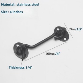 Stainless Steel Barn Door Lock, Heavy Duty Gate Latch, Cabin Hooks and Eye Latch with Mounting Screws, Ideal for Window, Sliding Door, Bedroom,Closet (4", Pack, 2)