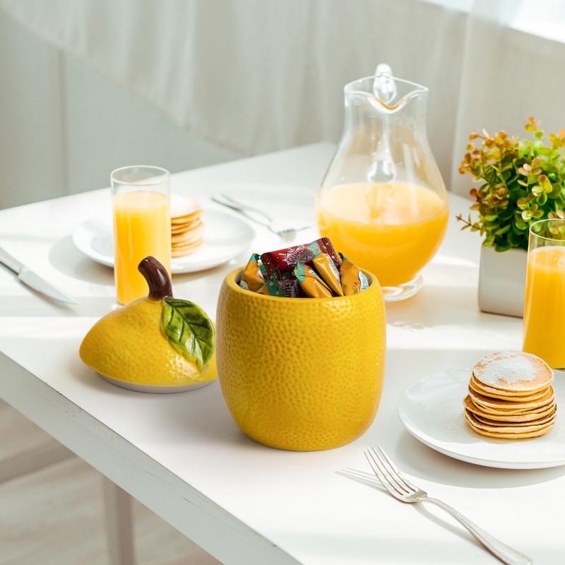 WK WENKRYGDN Lemon Kitchen Canisters Set of 2 Decorative Ceramic