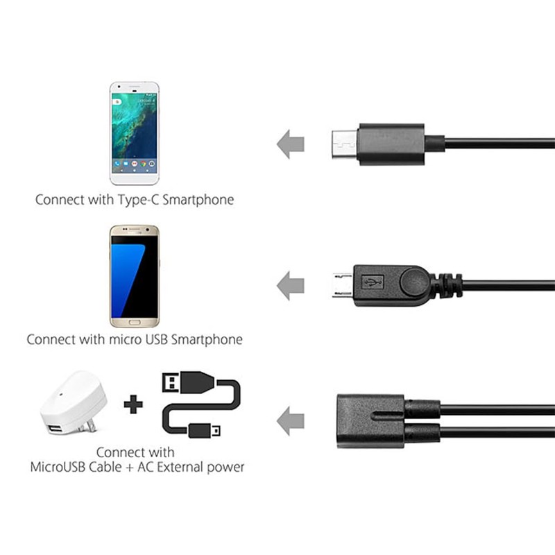 NFHK USB-C to MicroUSB Adapter, 2-Port, AWG 28, Black Micro