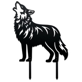 WADORN Decorative Metal Garden Stake, Howling Wolf Garden Statues for Outdoor Use, Silhouette Wild Animal Stakes, Metal Animal Garden Statues for Lawn Ornaments, Yard, Patio, Garden